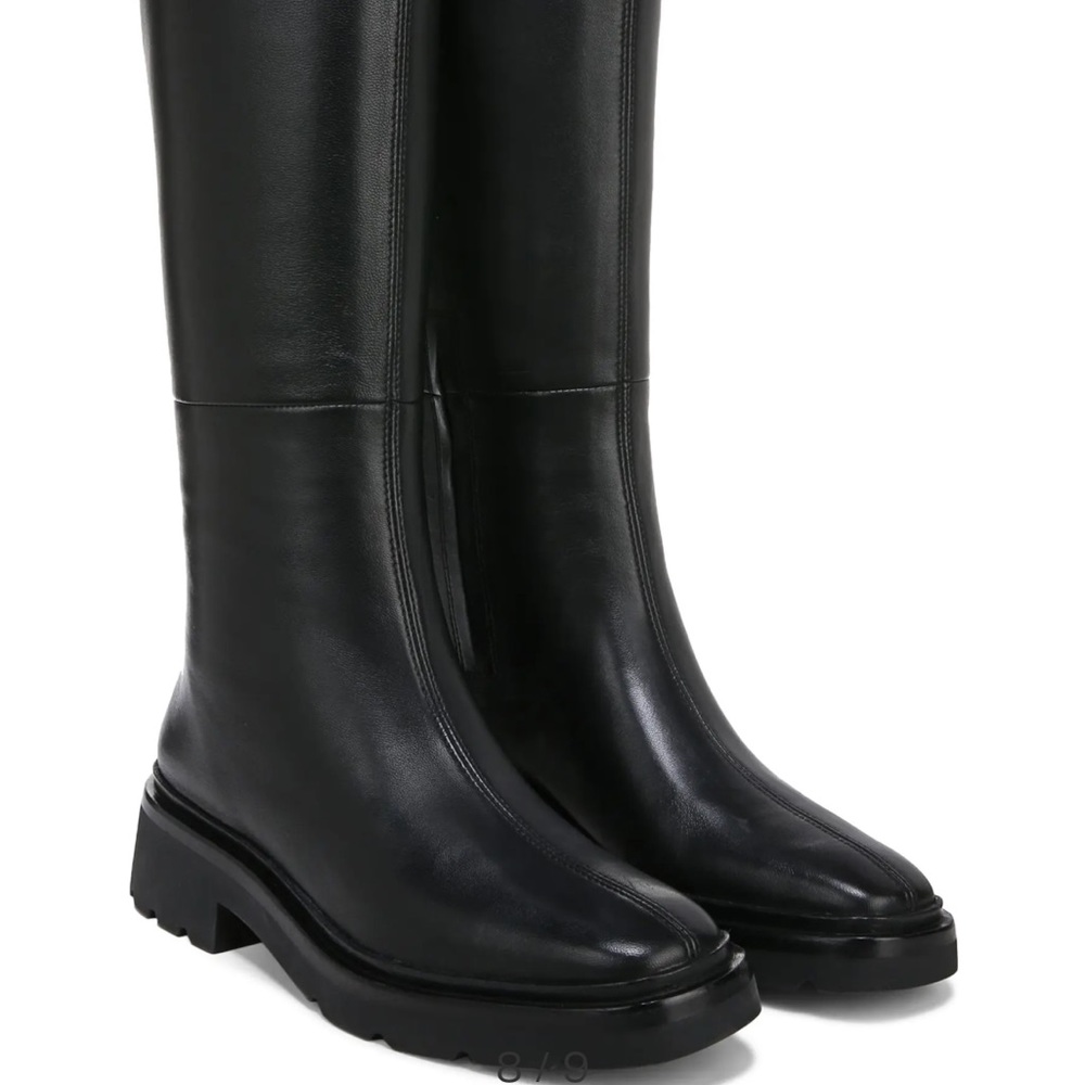 Vince Black Leather Knee-High Boots